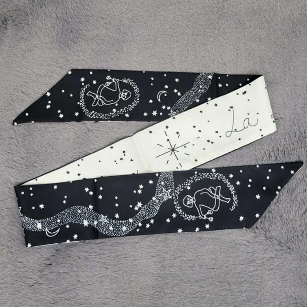 Libra Zodiac Sign Silk Twilly Scarf